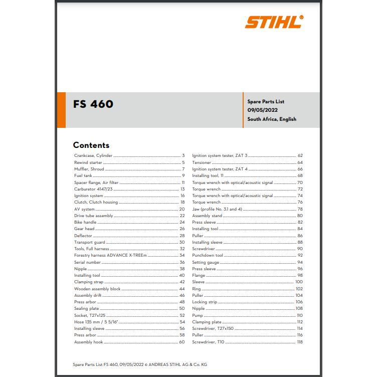 Parts List & Diagram FS460 STIHL-Power Tool & Equipment Manuals-STIHL-diyshop.co.za