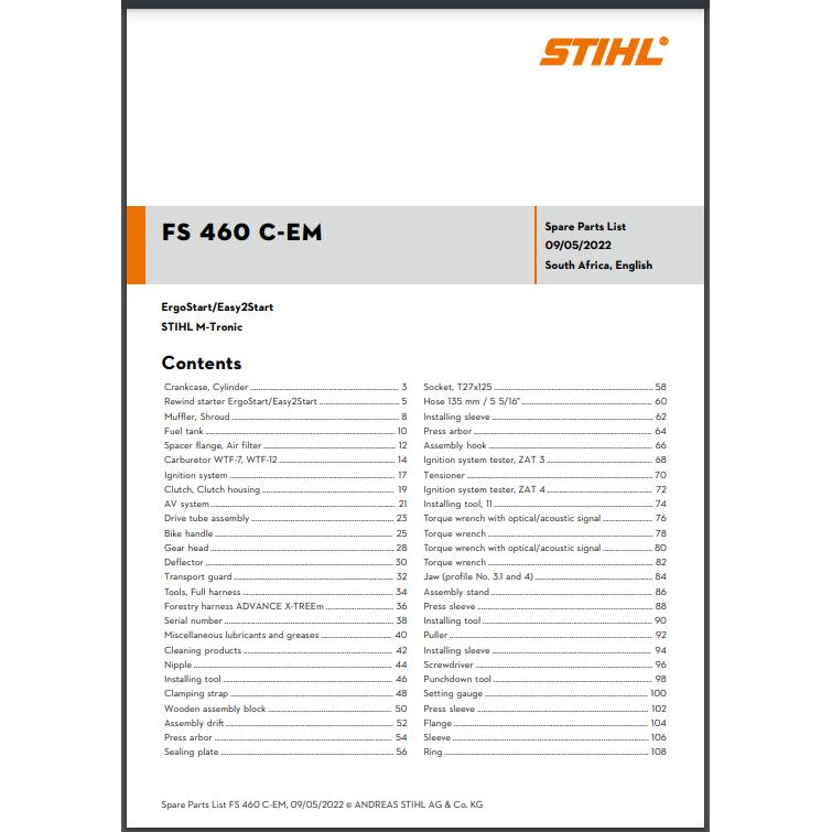 Parts List & Diagram FS460C-EM STIHL-Power Tool & Equipment Manuals-STIHL-diyshop.co.za