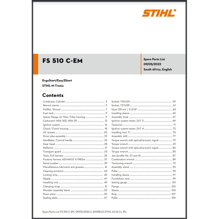 Parts List & Diagram FS510C-EM STIHL-Power Tool & Equipment Manuals-STIHL-diyshop.co.za