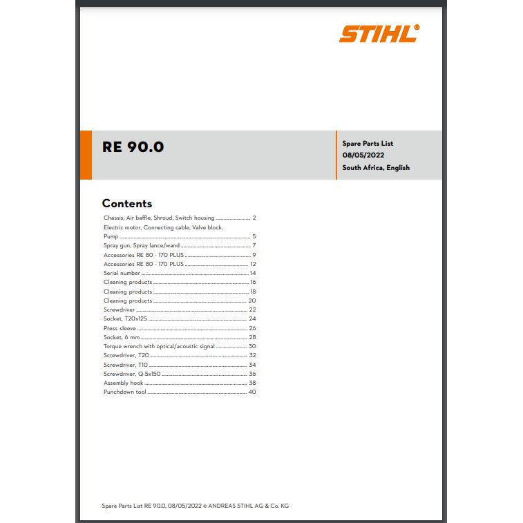 Parts List & Diagram RE90.0 STIHL-Power Tool & Equipment Manuals-STIHL-diyshop.co.za
