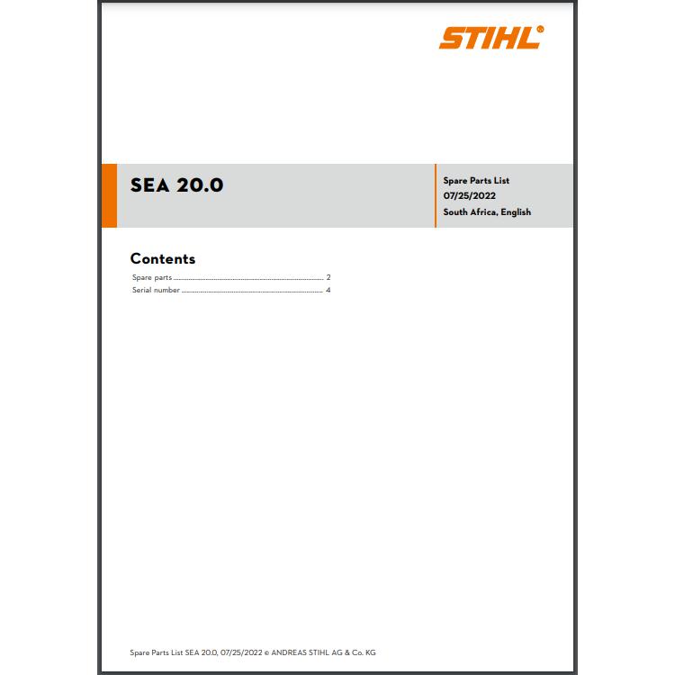 Parts List & Diagram SEA20.0 STIHL-Power Tool & Equipment Manuals-STIHL-diyshop.co.za
