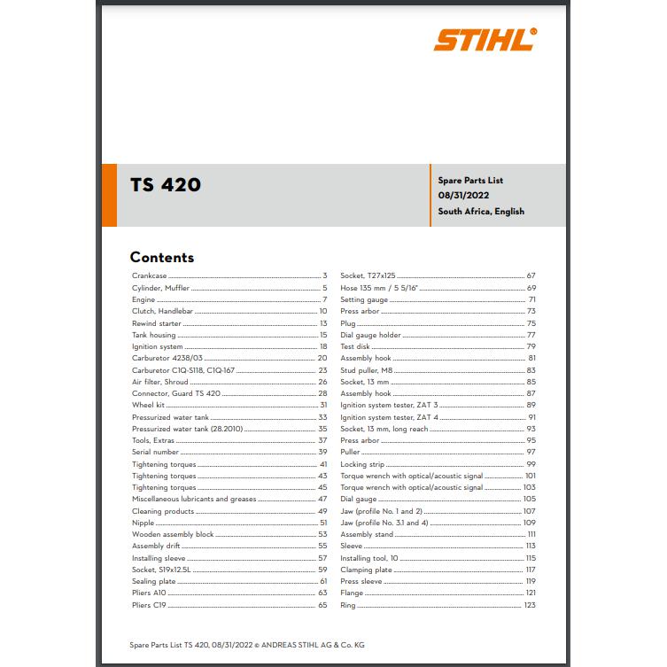 Parts List & Diagram TS420 STIHL-Power Tool & Equipment Manuals-STIHL-diyshop.co.za