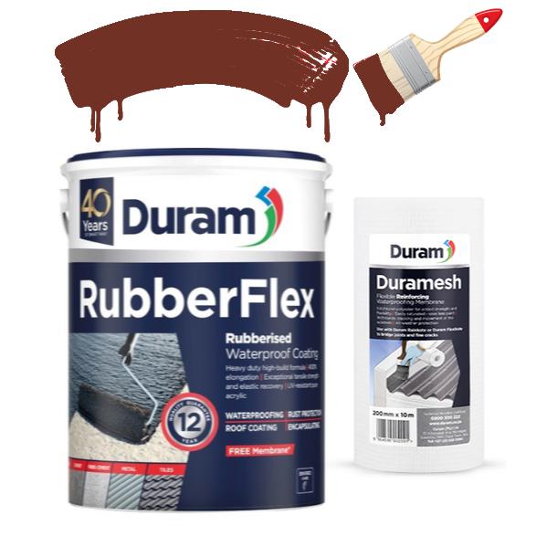 Waterproofing RubberFlex Duram-Paint-Duram-5ℓ+Membrane-Red-diyshop.co.za